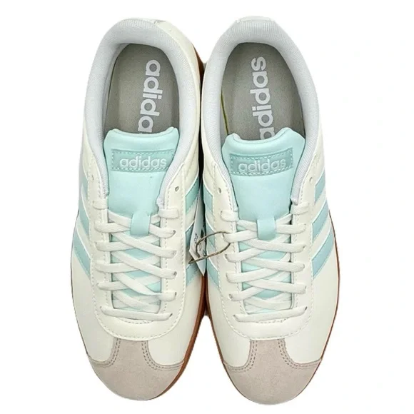 ADIDAS Women’s VL Court Base Cream and Light Blue Sneakers, Size 9 - Picture 10 of 13